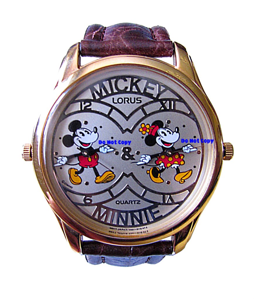 NEW Disney Lorus Mickey Minnie Mouse 2 Time Zone Watch