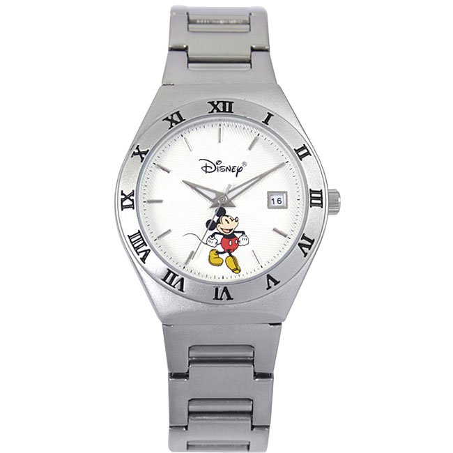 BRAND NEW Men's Disney Mickey Mouse Silver Date Watch HTF