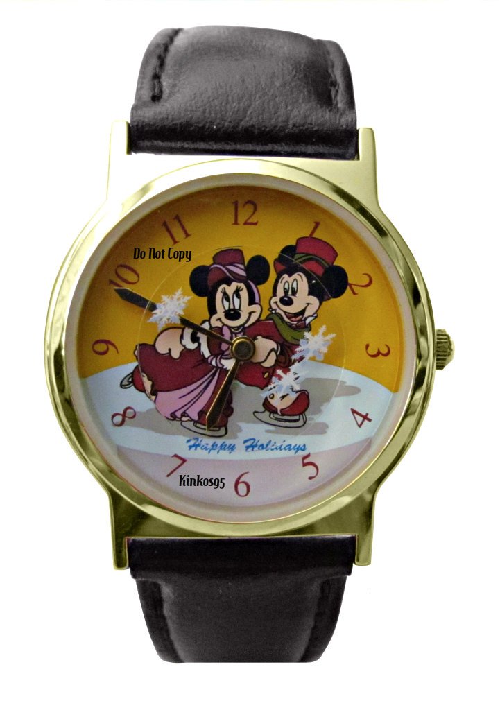 NEW Disney Mickey & Minnie Mouse Skating Christmas Holiday Watch HTF