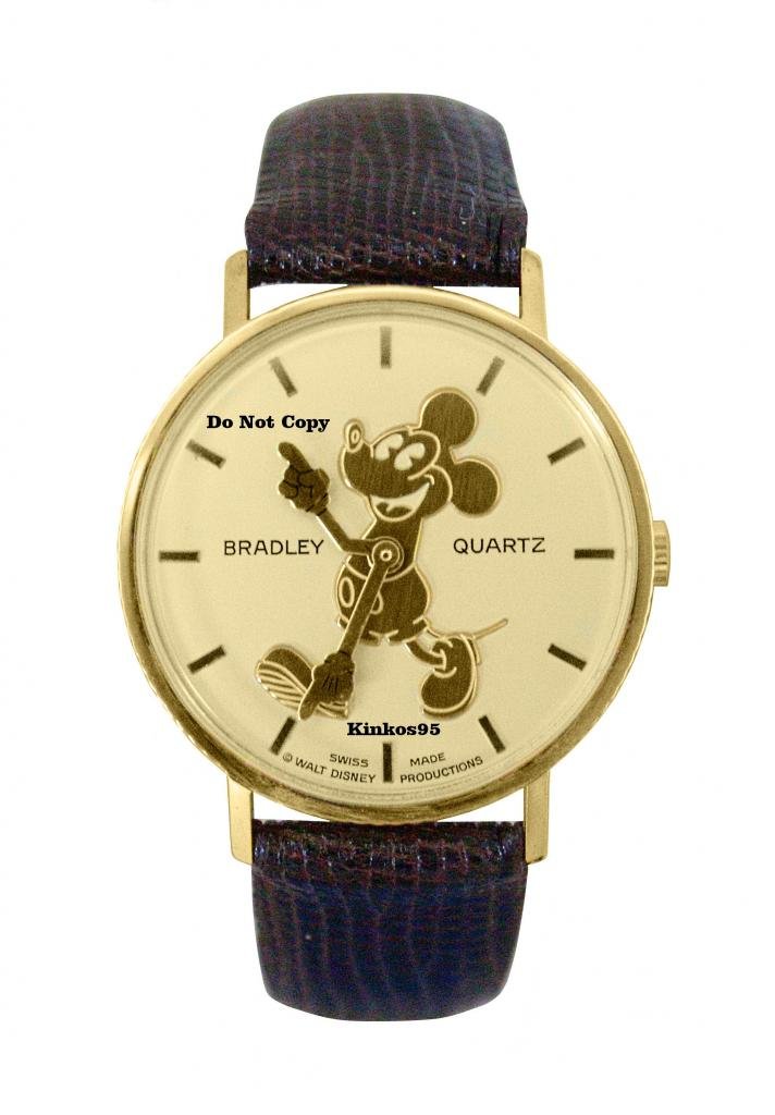 NEW Men's Disney Bradley Mickey Mouse Swiss Pie Eye Gold Watch HTF