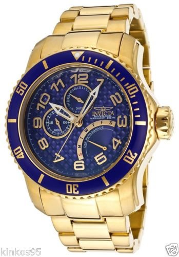 NEW Mens Invicta Pro Diver Blue Dial 18K Stainless Steel Watch
