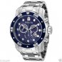 NEW Mens Invicta Pro Diver Chronograph Stainless Steel Blue Dial Watch