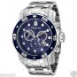 NEW Mens Invicta Pro Diver Chronograph Stainless Steel Blue Dial Watch