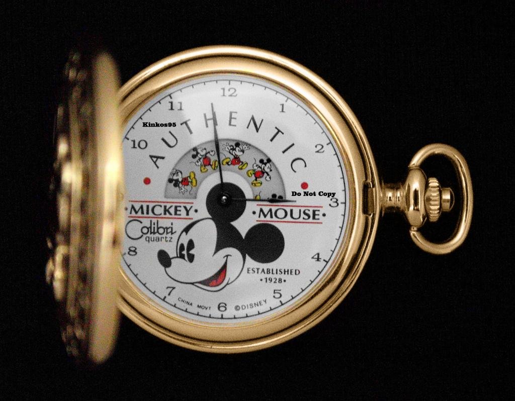 Disney Mickey Mouse Colibri Authentic Gold Pocket 1928 Watch HTF