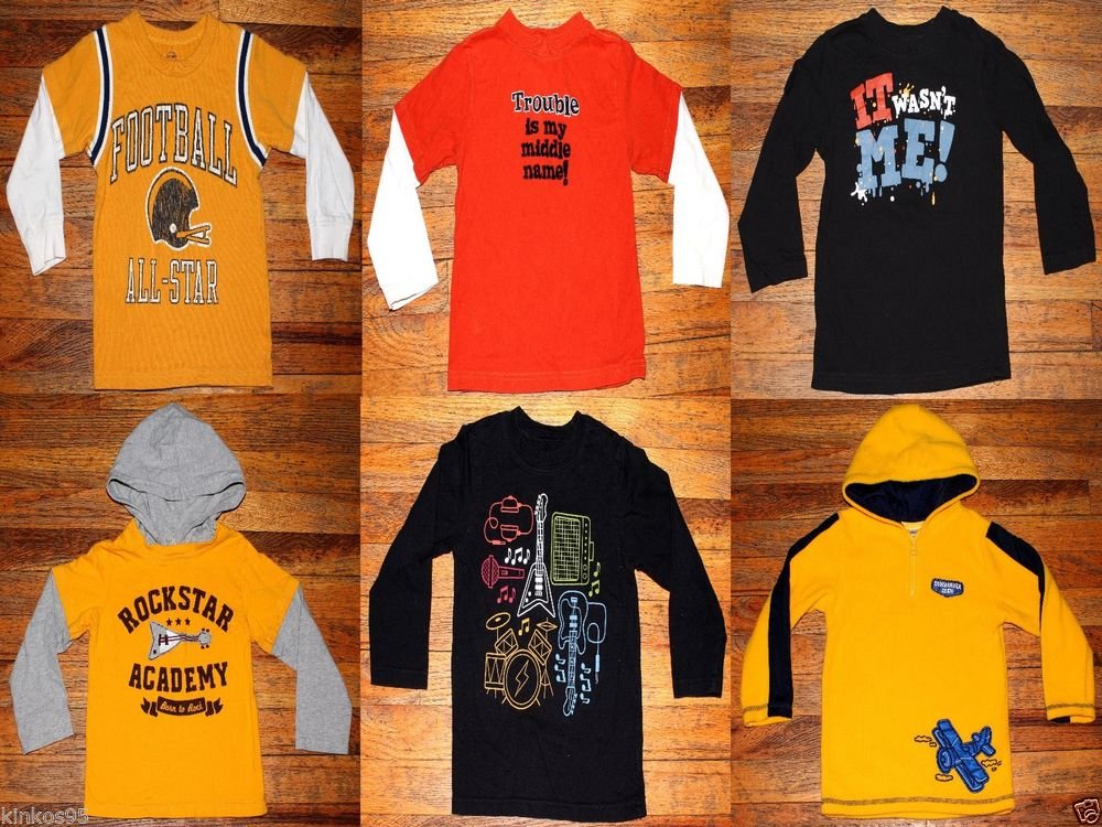 LOT of 6 Carter's, Place, Kid Connection Long Sleeve Boys Shirts Size 4T