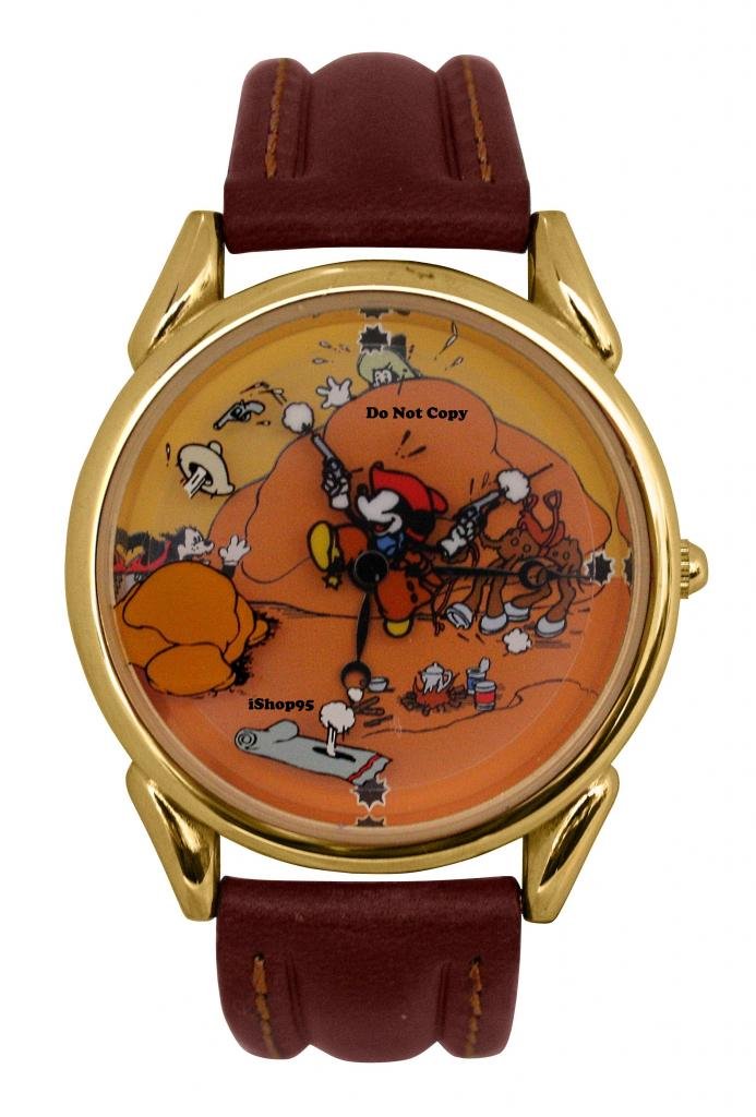 NEW Disney Mickey Mouse Rodeo Western Cowboy Guns Rotating Watch HTF