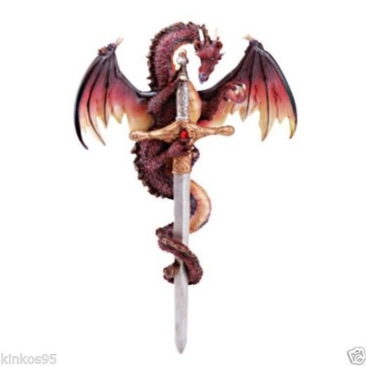NEW Dragon Fiery Sword and Dragon Wall Plaque