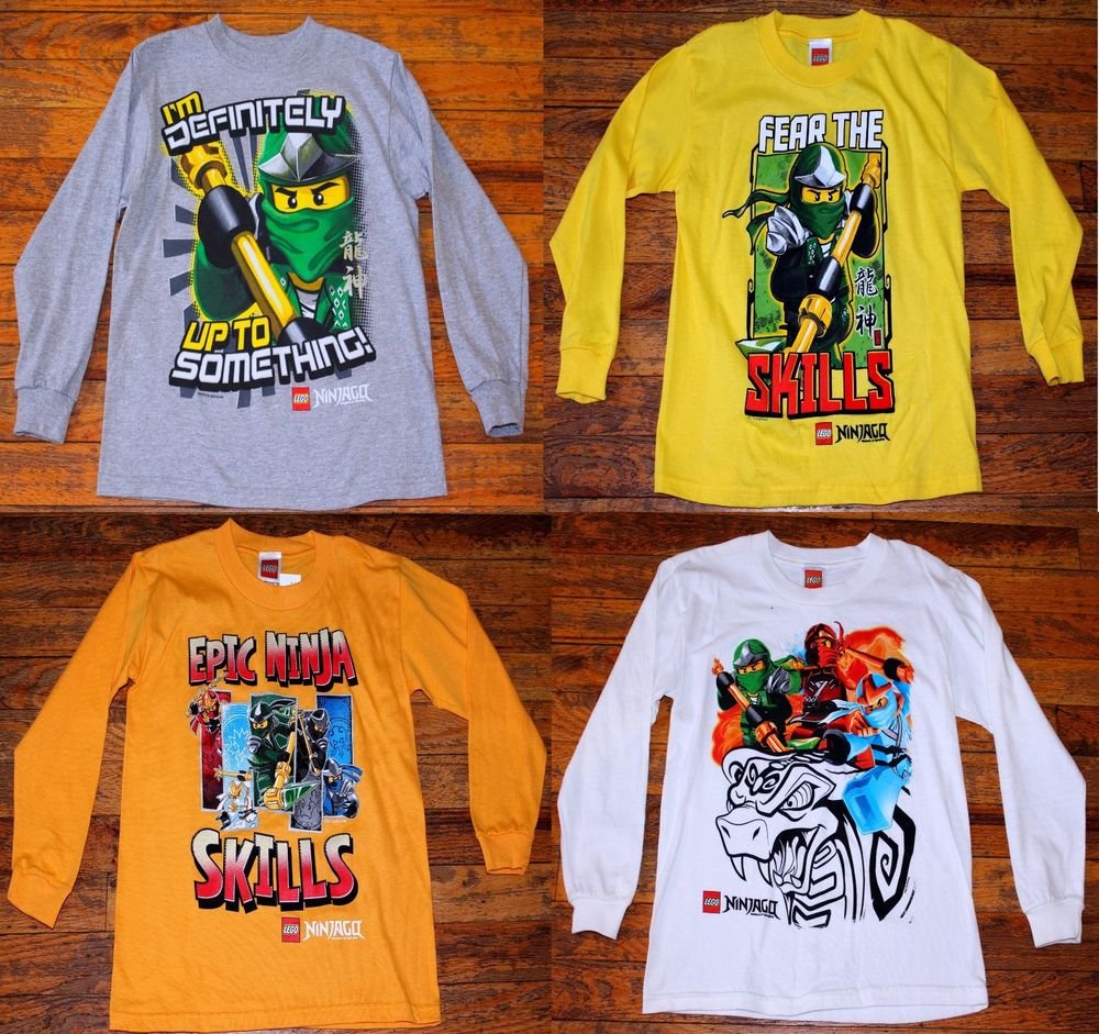 NWT Boys Lego Ninjago Long Sleeve Shirt Size 8 - 4 Styles to choose