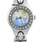 NEW Ladies Disney Cinderella Rhinestones Silver Watch