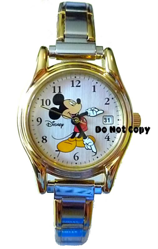 NEW Disney Mickey Mouse Moving Hands Italian Charm Date Watch HTF
