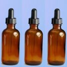(12 ct) 2 oz. Amber Boston Round Glass Bottles with Droppers (Empty)