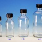 (12 ct) 1 oz (30 ml) Clear Boston Round Glass Bottles with Caps (Empty)