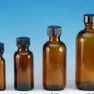 (12 ct) 1 oz (30 ml) Amber Boston Round Glass Bottles with Caps (Empty)