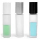 (72 ct) 1/3 oz. (10 ml) Clear Frosted Glass Fragrance Oil Roll-on Bottles with Blue Caps (Empty)