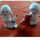 Vintage Goebel Boy w Dog and Girl w Clown Doll Figurines