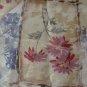 Colorful Damask Tablecloth:  Ecru with Blue &Rose Flowers