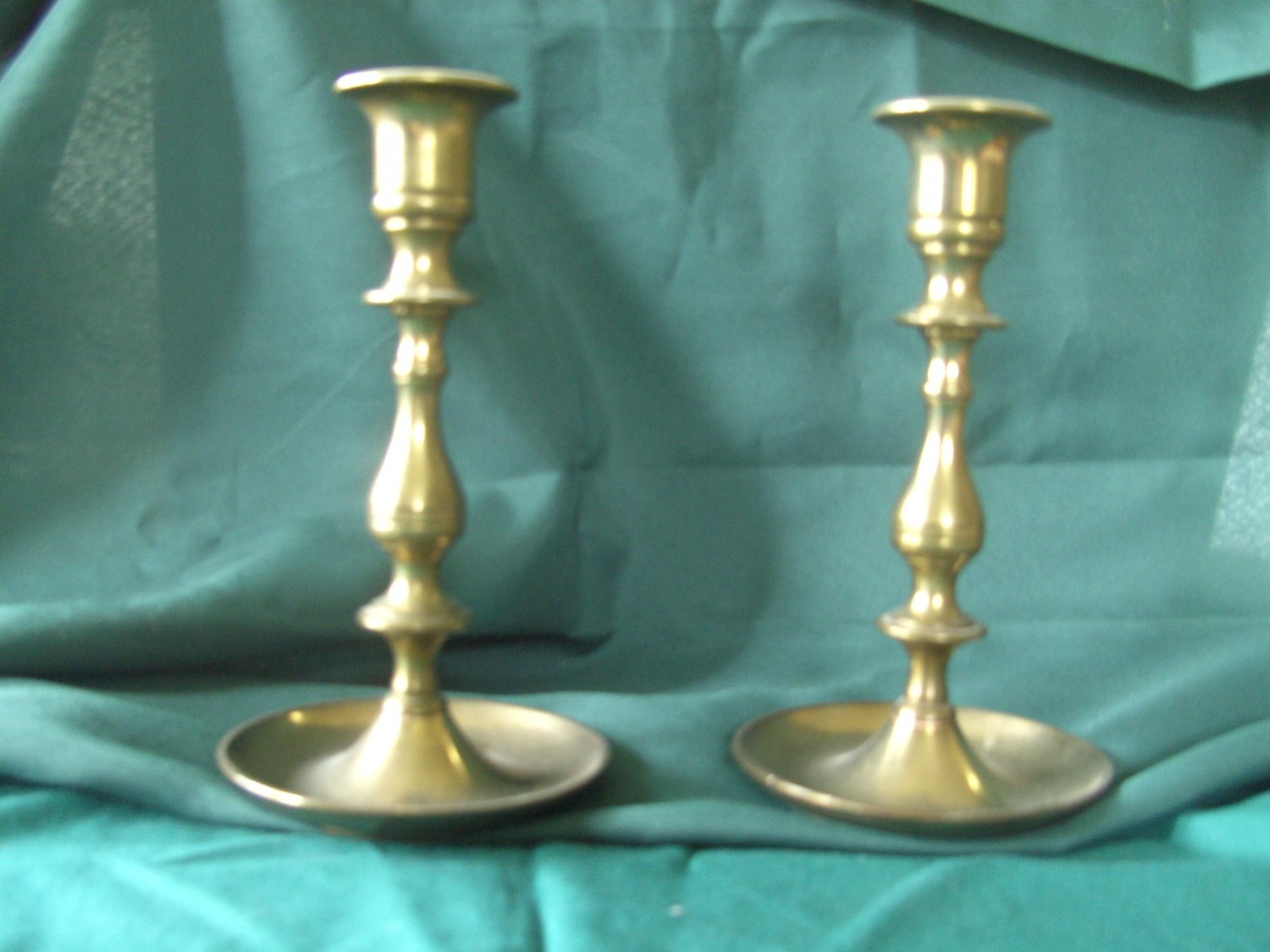 Brass Candlesticks Matching Pair Vintage