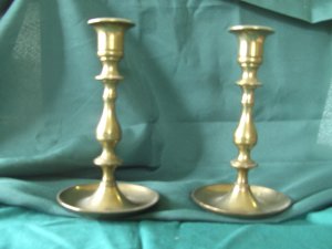 Brass Candlesticks  Matching Pair Vintage
