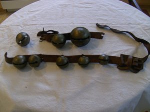 Eight Old Brass Sleigh Bells