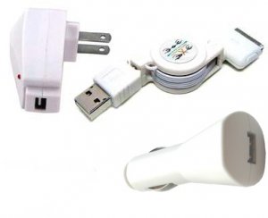 USB CABLE CAR WALL CHARGER FOR IPOD & IPHONE NANO VIDEO CLASSIC