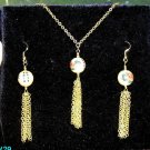 Asian rose tassle necklace and earring set