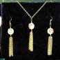 Asian rose tassle necklace and earring set