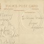 Tuck Embossed Christmas Postcard Ornate Gilt Script Vignette of Sailboats in the Sunset