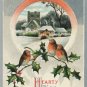 1909 Vintage Christmas Postcard Embossed silver tone with birds Printed in Germany