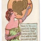 Vintage Thanksgiving Postcard Pretty Lady Turkey 1907 Vintage Thanksgiving Postcard Pretty Lady Turkey 1907