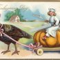 Vintage Thanksgiving Postcard Child Chef Knife Fork Riding Pumpkin Turkeys Tuck