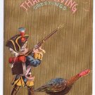 Boy Colonial Soldier Vintage Thanksgiving Postcard Turkey P Sander Embossed Gold Moire 1908