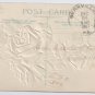 Embossed Christmas Roses Airbrushed 1907 Vintage Christmas Postcard