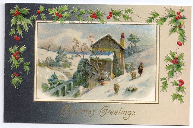Winsch Mill Scene Vintage Christmas Postcard
