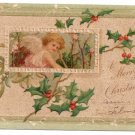 Embossed Cherub Holly 1907 Vintage Christmas Postcard