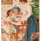 Girls with Mother Doll ca. 1907 Vintage Christmas Postcard