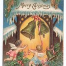Cherubs Bells Icicles Holly Embossed Vintage Christmas Postcard 1907