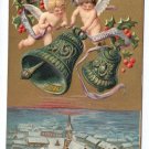 Cherubs Bells Gold P. Sander Embossed Vintage UND Christmas Postcard