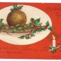 Signed Clapsaddle Plum Pudding Holly 1907 UND Vintage Embossed Christmas Postcard