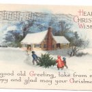 Clapsaddle Wolf Winter Scene 1918 Vintage Christmas Postcard