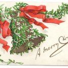 Artist Signed Clapsaddle Mistletoe Bell 1908 Vintage Embossed IAP Christmas Postcard