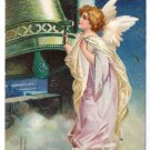 Angel Bell Vintage Christmas Postcard Embossed IAP 1908