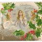 Angels Holly Embossed Gold Vintage Christmas Postcard UND 1906