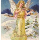 Angel Violin Embossed Gold Vintage Christmas Postcard1907