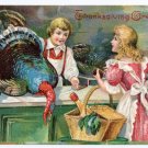 1906 Embossed Vintage Thanksgiving Postcard Pretty Lady Butcher Shop Buying Turkey 1906 Embossed Vintage Thanksgiving Postcard Pretty Lady Butcher Shop Buying Turkey