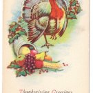 Turkey Cornucopia Fruit Corn Vintage JPNY Thanksgiving Litho Postcard