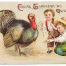 Unsigned Clapsaddle Boys Catching Turkey Embossed Vintage Thanksgiving Postcard
