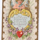 Cupid Cherub Violets Embossed Gilded Vintage Valentine Day Postcard
