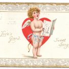 Cupid Cherub Singing Vintage Valentine Day Postcard Tuck