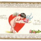 Cupid Cherub Heart on Platter Valentine Day Postcard Tuck