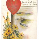Heart Signpost Cute message Vintage Valentine Postcard